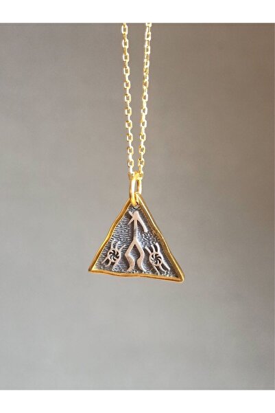 TREND Gümüş Şaman Sembolü Kolye, 925 Ayar Gümüş Üçgen Kolye, Sevgililer Günü Hediyesi