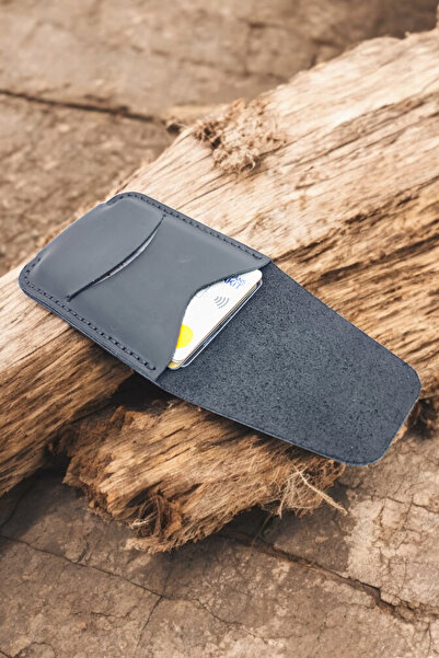 Leather Cy Basicport Black Genuine Leather Men's and Women's Card Holder Wall...