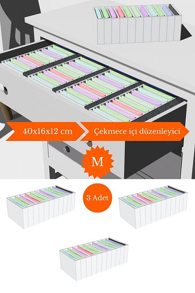 Spartek home textile 3 τεμάχια Λευκό - Μεσαίο 11 Συρτάρι Organizer Organizer 16 X 40 X 12cm