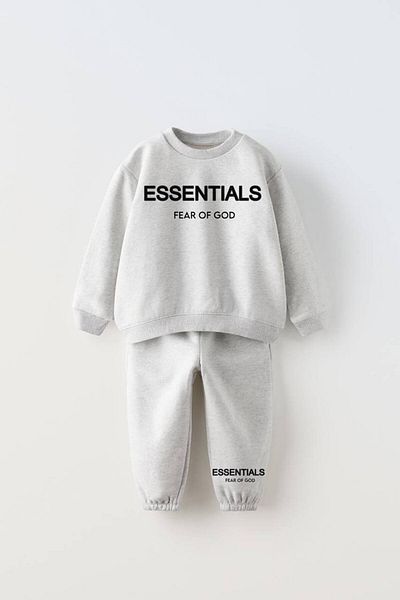 Ladin Store Set de sus și de jos, unisex, pentru copii, cu slogan imprimat, culoare gri, bumbac, 3 fire