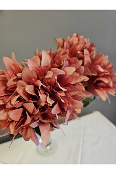 YASİMA 5 Branched Coral Color Bellflower 34 cm Hand Bouquet Vase Arrangement ...