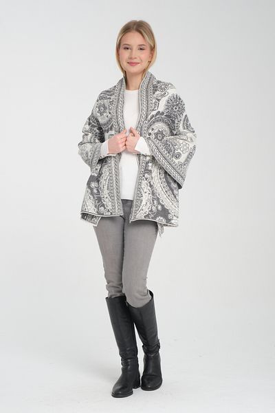 Wega Moda Ethnic Patterned Comfortable Knitwear Shoulder Shawl - Two-Way Use
