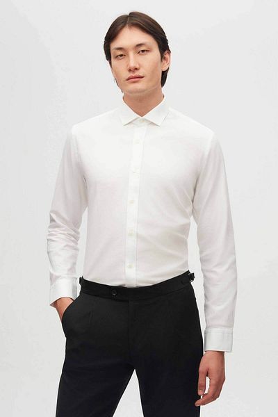 Tween Cămașă albă texturată 100% bumbac slim fit