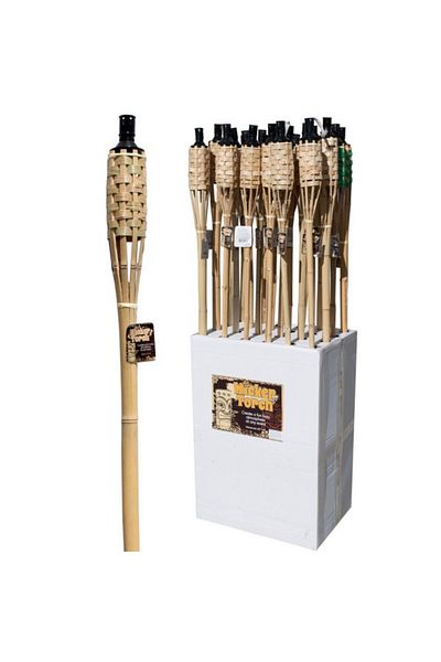 Kole Angle-Cut Island-Style Bamboo Wicker Outdoor Torch 60inch