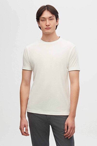 Damat Ekru %100 Pamuk Merserize T-Shirt
