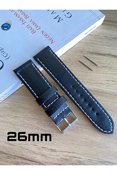 Prizma Beyaz Dikiş Yerli Üretim Düz Desen Saat Kordonu. 18-20-22-24 ve 26mm G...