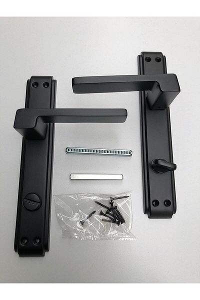 Sofuoğlu Anka Mirrored Wc Door Handle Matte Black - Right Wc Black Wc Door Lock 40mm / Set