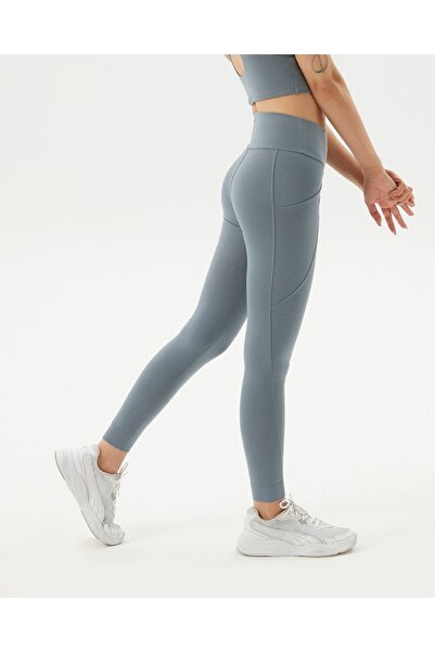 Ayma Active Blue Organic Cotton Certified High Waist Single Pocket Leggings