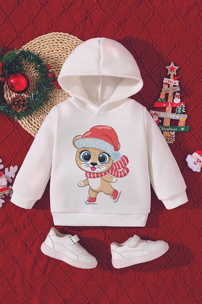 ADABEBEK Christmas Special Ice Skating Squirrel Printed Baby Sweatshirt 23204