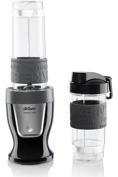 Arzum AR1032 Shake'n Take Personal Smoothie Blender, Schwarz (300 W, 2 Flaschen)