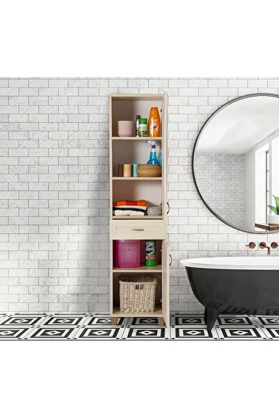 Evistro Panjur Kapaklı Mutfak ve Banyo Boy Dolabı Akçaağaç