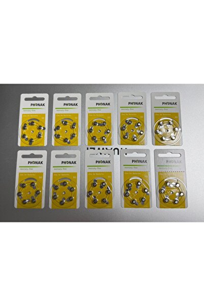 PHONAK İşitme Cihazı Pili 10. 10 Adet 10x6. 60 Tane Pil