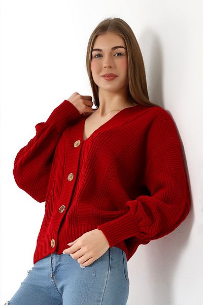 Devinka Knitted Patterned Knitwear Cardigan
