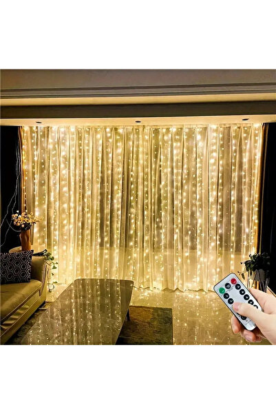 izico borayris 3*3 300 LED IŞIKLI USB ile Çalışan Peri Perde Işıkları ve Uzaktan Kumanda - 8 Mod Yeniyıl