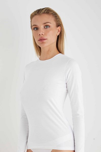 Sevim Tricou pentru damă cu mânecă lungă cu gât crew