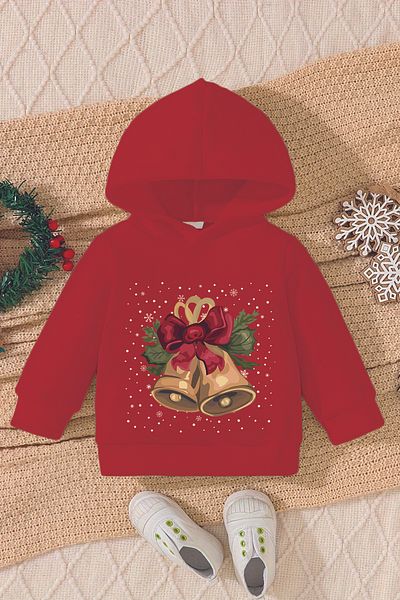 ADABEBEK New Year's Special New Year's Bell Printed Baby Sweatshirt 10120