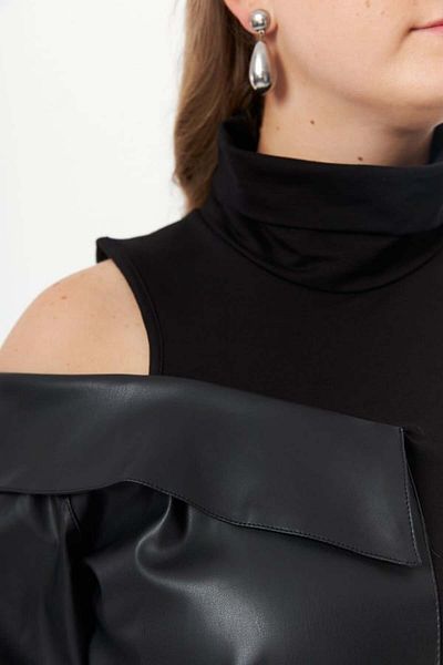 RMG سويت شيرت GAMZE MODA BUTIK مقاس كبير مزين بالجلد