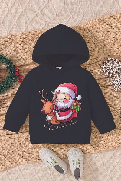 ADABEBEK Santa Claus Printed Special Baby Sweatshirt - New Year's Sleigh, Model 23100