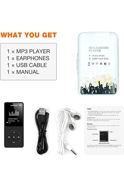 JUNGLEE 8GB DAHİLİ HAFIZALI BLUETOOTHLU MP3-MP4 ÇALAR FM RADİO DAHİLİ HOPARLÖR EKRANLI MÜZİK ÇALAR