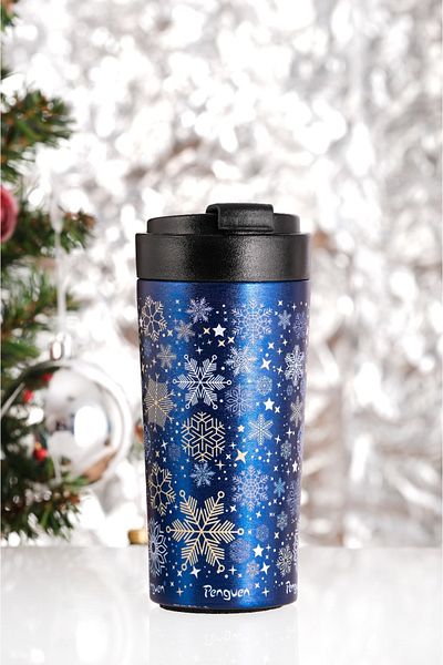Penguen New Year's Gift - 380ml Thermos Mug with Flip Lid - Sus 304 Stainless Steel, Vacuum Insulated