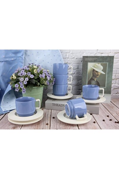 Kalring 12-Piece Elegant Design Glaze Cup and Saucer Set 220ml