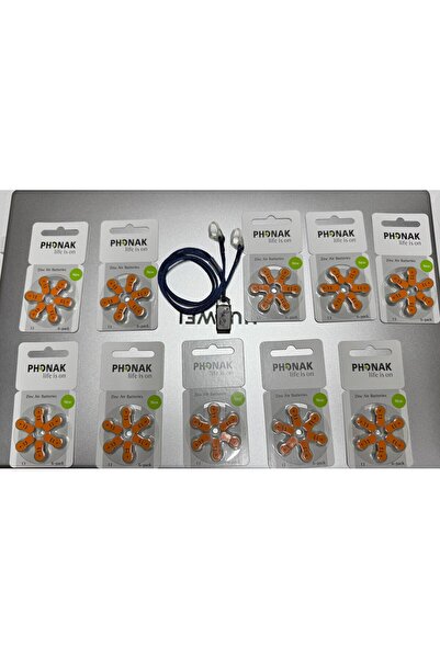 PHONAK İşitme Cihazı Pili 13. 10 Adet 10x6. 60 Tane Pil [Cihaz Tutacı Hediye]