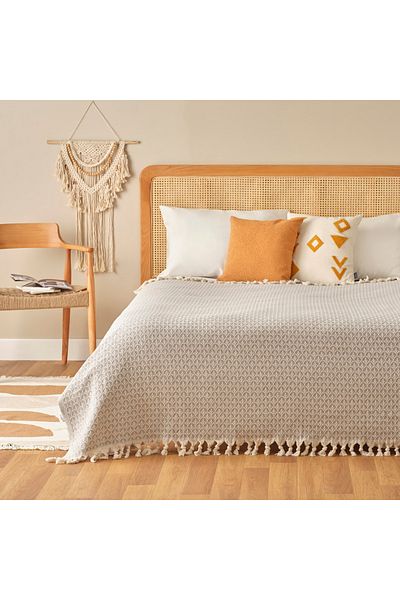 Bella Maison Silvana Cuvertură de pat dublă din bumbac gri (200x230 cm)