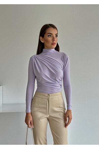 ubmbutik Kadın Bluz - Drape Detaylı Dökümlü Balıkçı Yaka Şık Bluz