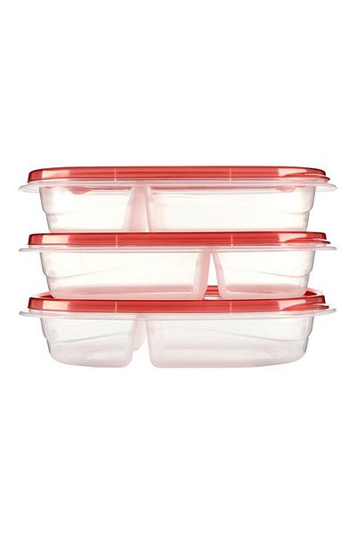 RUBBERMAID 3-Piece 3.7-Cups TakeAlongs Dishwasher Safe Stackable Plastic Divided Food Storage Container Set