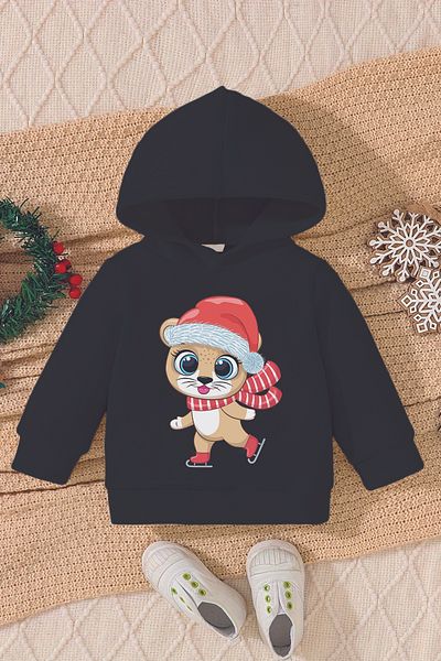 ADABEBEK Christmas Special Ice Skating Squirrel Printed Baby Sweatshirt 23204
