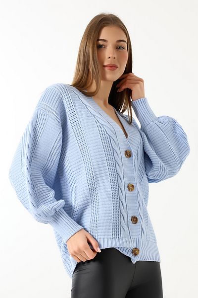 Devinka Cardigan tricot împletit, albastru baby, damă