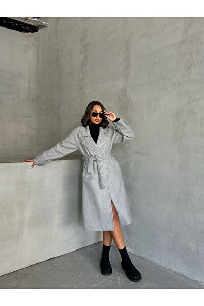 KİLSBUTİK معطف نسائي طويل مع حزام سميك وبطانة - ملابس خارجية