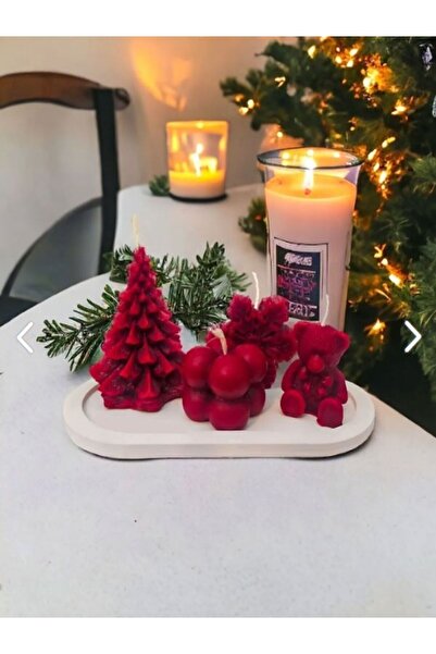 Genel Markalar Yılbaşı Konsepti 5 Parça Mum Seti, Çam Ağacı, Ayıcık, Bubble, ...