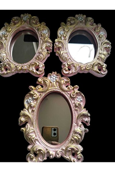kurt41 Dekoratif Polyester Lüx Oval 3lü Ayna Seti