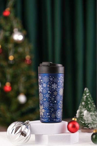 Penguen New Year's Gift - 380ml Thermos Mug with Flip Lid - Sus 304 Stainless Steel, Vacuum Insulated