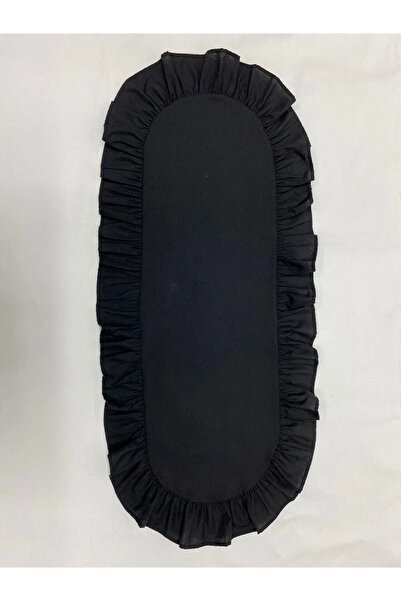 LILYUM Black 40X110 Frilly Oval Runner Cotton Polyester