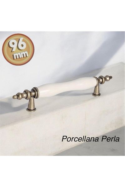 Porcellana Perla (9,6 سم) - مقبض باب من البورسلين الكريمي مقبض درج خزانة أثاث Kulb مقبض مطبخ Asos96mm-stk3004