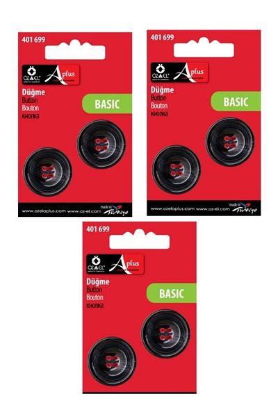 ÖZ-EL AŞ 6 Pcs Black Oversized Buttons - 25 mm Skirt and Sweater Buttons 401 699
