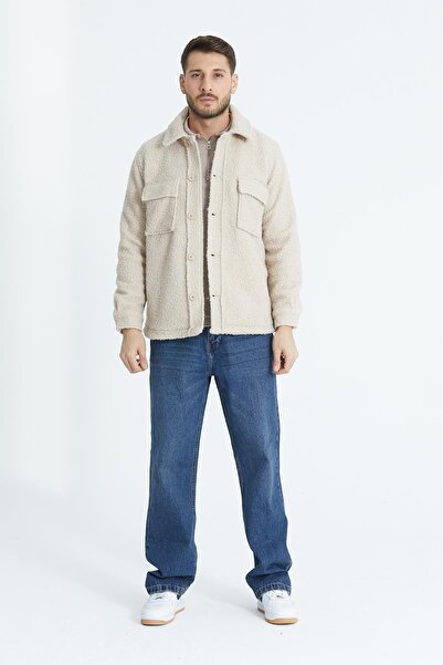 Store %100 Pamuk, Gömlek Yaka, Düğmeli Erkek Welsoft Peluş Ceket