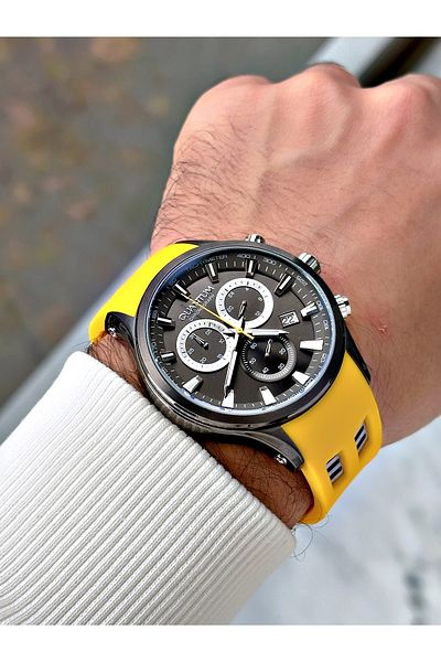 Quantum Functions Active 10 Atm Waterproof Yellow Color Steel Case Men's Wristwatch 1020.054