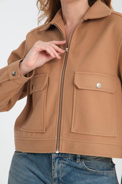 Store 100% Cotton, Side Pocket Zippered Women's Stamp Coat - Jacket