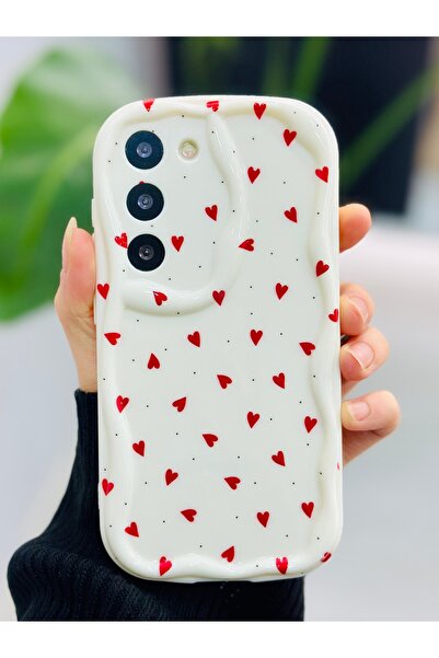 Go Aksesuar Samsung Galaxy S20Fe Compatible Red Hearts Print Design Silicone Case