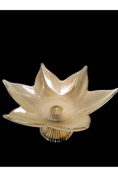 kurt41 Gold Yaldızlı Cam Ayaklı Pasta , Kek Sunum Stand Tabağı- 21 cm