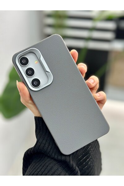 Go Aksesuar Samsung Galaxy S24 Uyumlu Estetik Dokulu Deri Görünümlü Esnek Sil...