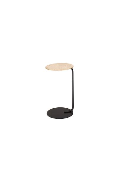 Areka Black Service Table, Black Iron Base, Granite Top