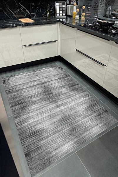 Bordo Halı GRİ Yıkanabilir Kaymaz Taban Halı Salon Dekor Yolluk Koridor Mutfa...