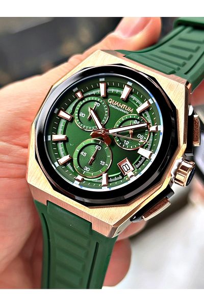 Quantum Functions Active 10 Atm Waterproof Silicone Cord Steel Case Men Wristwatch 1078865