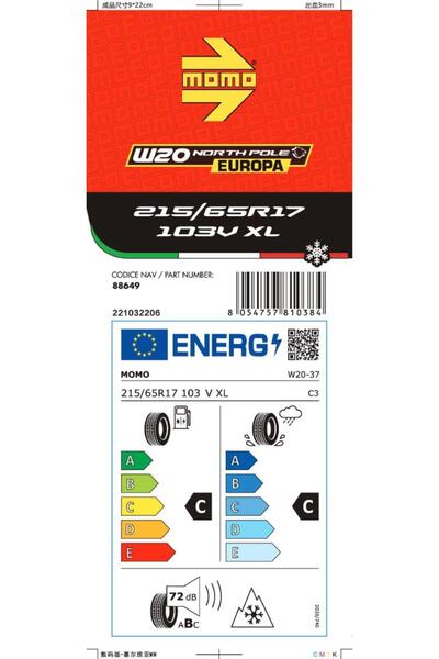 Momo 215/65 R17 103v Xl North Pole W-20 Kış Lastiği - ( Üretim Yılı: 2024 )