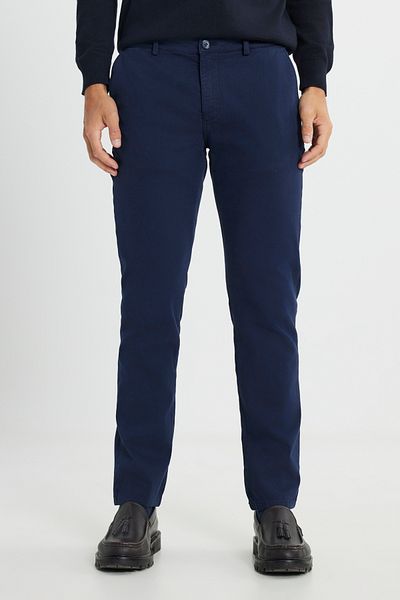 ALTINYILDIZ CLASSICS Men's Navy Blue Slim Fit Slim Fit Cotton Flexible Dobby Side Pocket Trousers