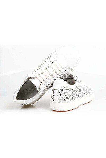 Butik White Color Lace-Up Genuine Leather Men's Shoes